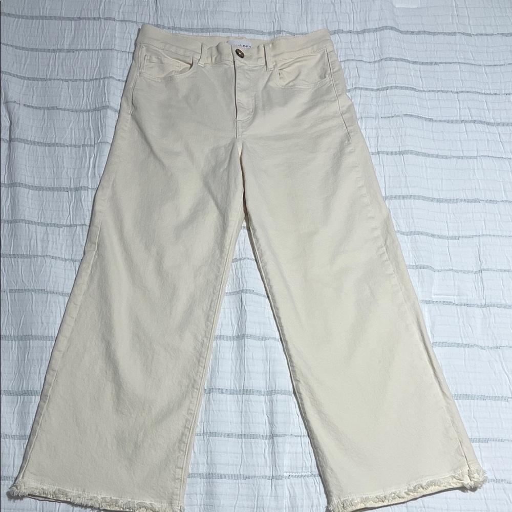 LOFT Off-White Flare Jeans